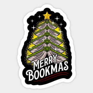 Merry Bookmas. Ugly Christmas Tree. Sticker